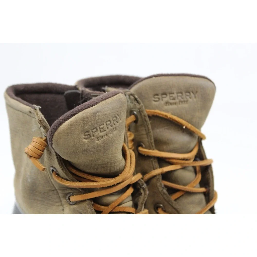 Sperry Saltwater Waterproof Duck Boots Brown Olive Green STS99729 Womens 8 M